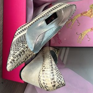 Cream & Black Snake Skin & Suede Wedge Heels-Limited Edition Sample